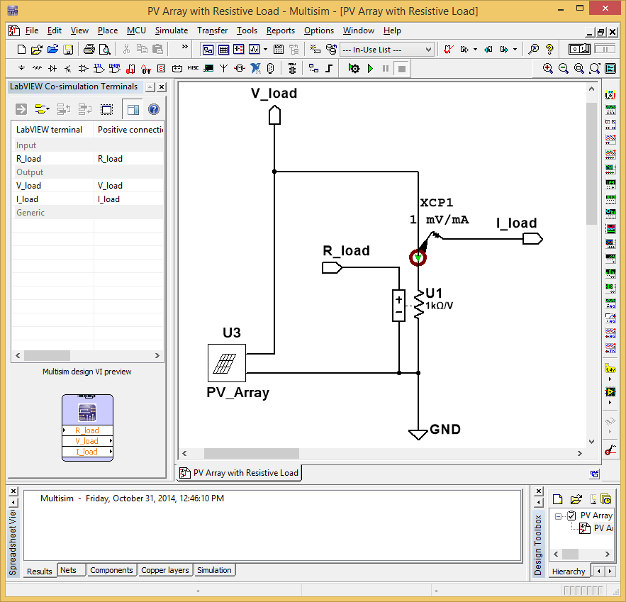 PV array with resistive load - Multisim.png